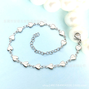 Bracelet en acier inoxydable en forme de cœur pour femme, bijoux fantaisie couleur or, à porter au quotidien, bracelet de cheville, bracelet à breloques, bijoux raffinés - Product Image 2