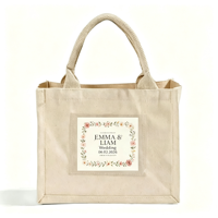 Bolsas de Tela Personalizadas y Resistentes para Recuerdos de Boda con Bolsillo Transparente de PVC, Bolsa de Lona Cuadrada Pequeña
