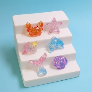 Cabochon in Resina <span class=keywords><strong>a</strong></span> Forma di Creature Marine: Granchio, Stella Marina, Sirena, Conchiglia, Delfino per Lavoretti Fai-da-Te, Decorazione per Coperchi di Globi di Neve e Tazze - Product Image 2