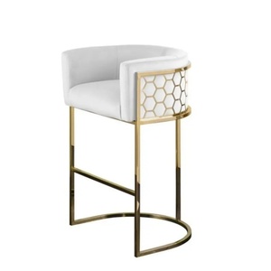 Chaise de bar moderne Wss avec dossier en nid d'abeille, tabouret haut en acier inoxydable, chaise de comptoir pour hôtel, café, maison, chaises de bar noires - Product Image 3