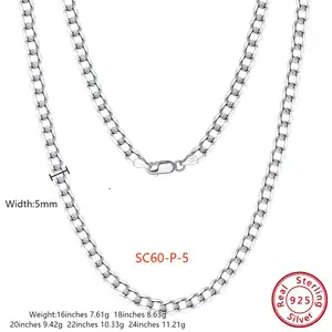 SC güzel takı kolye özel 925 ayar gümüş 18k 14k altın kaplama erkekler kadınlar için Hiphop zincir Miani küba Link zinciri