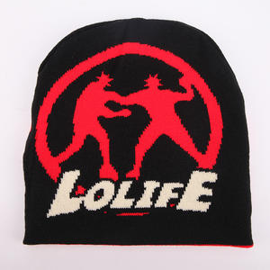 Custom Graphic Design Printed Jacquard Woven Knitted <strong>Beanies</strong> Streetwear No Cuff Caps Skully Hat Y2k Reversible <strong>Beanie</strong> - Product Image 4