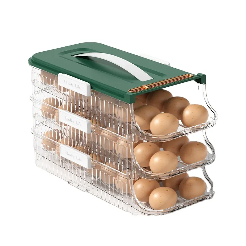 대용량 휴대용 타이밍 3 층 계란 디스펜서 보관함 계란 용기 홀더 48 계란