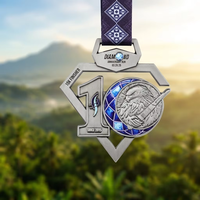 Médaille de finisseur personnalisée en alliage de zinc 15K pour course anniversaire, course de longue distance et compétition de course à pied