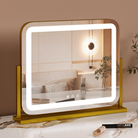 Miroir de maquillage LED pour chambre à coucher avec 3 couleurs de lumière, commande tactile, miroir de table réglable pour coiffeuse