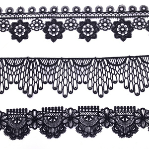 Encaje Decorativo Francés Negro de Lujo Personalizado al por Mayor, Encaje Guipur Bordado con Flores, Encaje de Colores Mezclados - Product Image 2