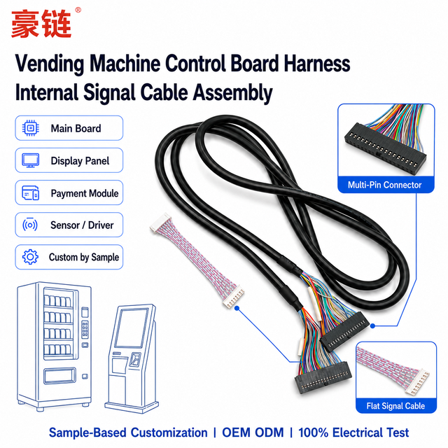 Custom Vending Machine Control Board Wiring Harness for Display Payment Motor Sensor Module