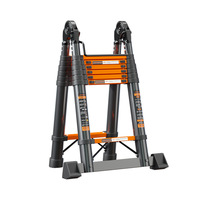 Échelle télescopique en acier au carbone épaissi, capacité de charge de 150 kg, hauteur extensible de 2 m, utilisation extérieure, domestique et industrielle, multifonctionnelle