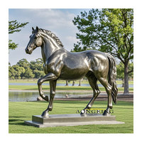 Grande sculpture sur mesure en bronze de cheval avec poulain, technique de moulage, design Feng Shui