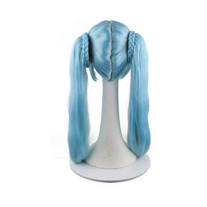 Peluca de <span class=keywords><strong>Cosplay</strong></span> de <span class=keywords><strong>Miku</strong></span> en Stock, Fabricada en Fábrica de Pelucas, Superventas, Cabello Sintético Resistente al Calor con Cola Doble para Conveniones de Rol - Product Image 2