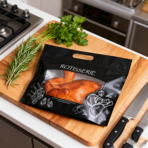Laminierte Verpackungstüten für Brathähnchen mit Sichtfenster und Seitenreißverschluss für Rotisserie-Grillhähnchen, Biologisch Abbaubare Hähnchenverpackungsbeutel - Product Image 6