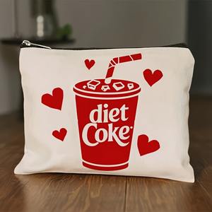 <strong>Diet</strong> <strong>Coke</strong> Print Cosmetic Bag Heart Pattern Makeup Storage Bag Travel Toiletry Bag for Women - Product Image 2