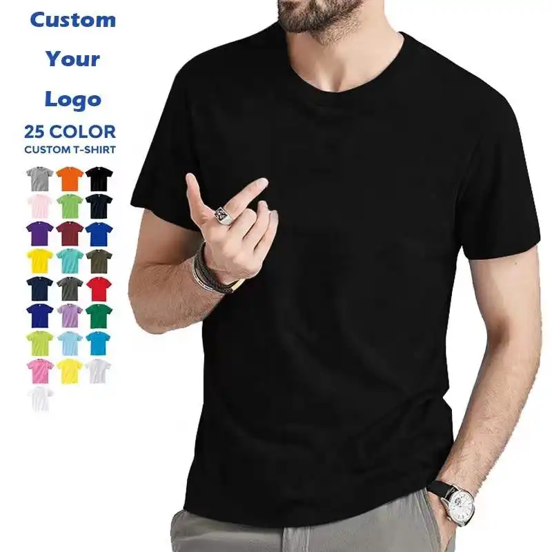 Factory Wholesale Special price Customized Plus Size Unisex black tshirt 100% Heavy Cotton silk Screen Printing Solid Color