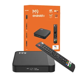 Nuevo M9 ATV UI caja inteligente Amlogic S905Y4 Quad Core 2,4G 5G 2GB 16GB 4GB 32GB 64GB BT Control remoto por voz con CherryTV Mejor para IP TV