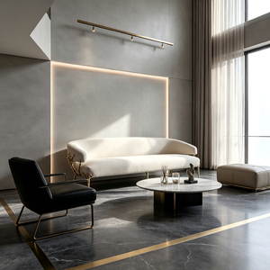 Sofá Blanco Crema de Lujo con Patas Artísticas Doradas, Sofá Moderno de Lujo para Sala de Estar, Cómodo Sofá de Tres Plazas - Product Image 2