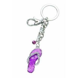 Portachiavi con sandali infradito rosa e dettagli in strass per donne e ragazze - Product Image 1