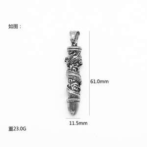 yunnique Stainless Steel Dragon Bullet Pendant Necklace For Men Animal Design Gift Jewelry - Product Image 4