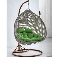 Modern Rattan Hanging Egg Chair with Stand, Patio Swings