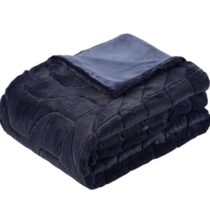 Couverture douce en <span class=keywords><strong>fausse</strong></span> <span class=keywords><strong>fourrure</strong></span> de lapin <span class=keywords><strong>bleu</strong></span> <span class=keywords><strong>marine</strong></span>, 50x70 pouces - Product Image 1