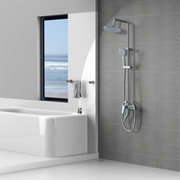 Ensemble de robinet de douche à trois fonctions en laiton avec pommeau de douche à jet de pluie pour bain et sortie d'eau de toilette pour le bain