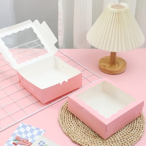 Wholesale Food Safe Custom Logo Printed <strong>Pink</strong> Art Paper <strong>Pastry</strong> Cake Box with Clear Window Bakery Packaging for Dessert <strong>Shop</strong> - Product Image 3