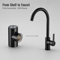 Corps de robinet de cuisine semi-fini noir en acier inoxydable SUS304 à trois voies, coque de robinet OEM pour montage d'évier