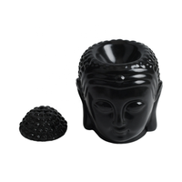 Buddha Head Brûleur d'huile aromatique et diffuseur d'encens Bougeoir en céramique pour la méditation Bois de santal et inhalation d'encens
