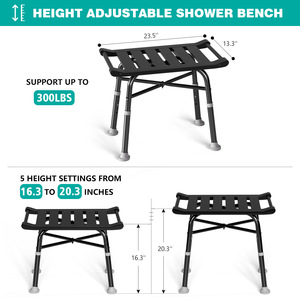 Aluminum and iron <b>bathroom</b> <b>stool</b>, toilet shower <b>stool</b>, non-slip seat, shoe changing <b>stool</b>, storage <b>stool</b>, height adjustable - Product Image 4