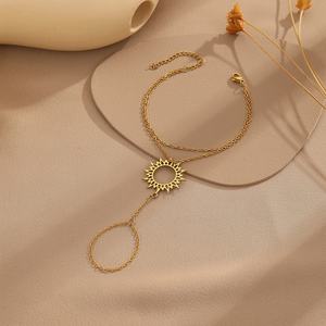 Pulsera de Moda para Mujer, Tono Dorado, Cadena con Diseño de Sol, Joyería Elegante para Uso Diario o Fiestas, Regalo de Moda - Product Image 3