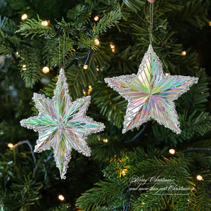 Adornos Navideños LINGKAI, Estrellas Transparentes Iridiscentes, Copos de Nieve, Colgantes Acrílicos para Árbol de Navidad, Decoración Festiva - Product Image 4