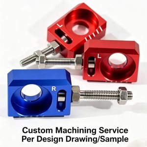 Bloc d'axe arrière de moto en aluminium usiné <span class=keywords><strong>CNC</strong></span>, réglages de chaîne de roue, pièces de moto tout-terrain personnalisées - Product Image 1