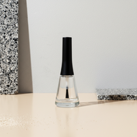 Nouveau flacon de vernis à ongles en verre transparent de 9 ml, vide, avec bouchon à vis blanc, brosse, sérigraphie, marquage à chaud, utilisation pour huile, couleur personnalisée, OEM