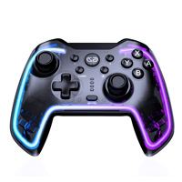 Manette de jeu sans fil BT avec lumière néon RVB colorée, vibration six axes et autonomie ultra-longue pour Switch