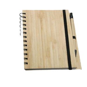 Carnet à spirale A5 en bambou, couverture rigide, bande élastique, grain de bois, agenda de haute qualité, logo personnalisé pour entreprise, cadeaux d'affaires - Product Image 5