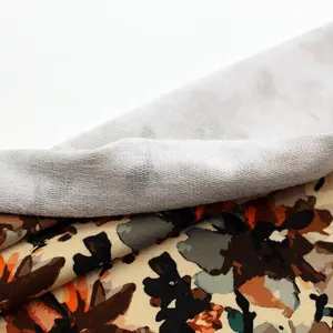 Diseño personalizado 40s patrón floral Impresión digital peinado algodón Spandex tejido francés Terry telas para abrigos