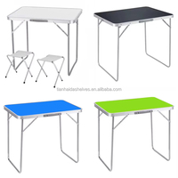 Table pliante d'extérieur rectangulaire moderne en alliage d'aluminium léger et ignifuge, directement de l'usine, pour cour, cuisine et salle à manger