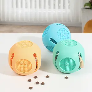 Bola mainan Puzzle pengumpan anjing mainan kunyah anjing silikon Dispenser makanan ringan mainan anjing interaktif mengeluarkan pengeluaran agresif