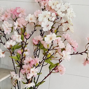 45 Cabezas de Flores de Cerezo Artificiales con Hojas para Decoración del Hogar, Diseño Floral para Bodas, Paisajismo Exterior - Product Image 4