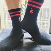 Personnalisable Hommes Noir Athletic Crew Cool Running Chaussettes Broderie Personnalisé Rayure Flamme Chaussettes