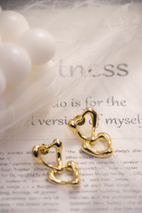 Pendientes de Aro Bohemios de Acero Inoxidable Plateado con Baño de Oro, Diseño de Corazón y Estrella de Mar, Joyería de Moda, Textura de Amor Materno, Geométricos y Modernos - Product Image 3