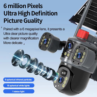 Caméra de sécurité CCTV extérieure à double objectif, 360°, alimentée par énergie solaire, 12MP CMOS, audio bidirectionnel, PAN-TILT, 4G/WiFi, étanche, caméra IP V380 Pro