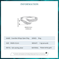 925 argent Sterling étincelant ailes de gardien anneau ouvert bijoux fins pour femmes Double aile défendre anneau réglable