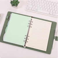 Reliure à 6 anneaux en cuir PU A5 A6 - Carnet à 6 trous avec porte-cartes pour usage personnel