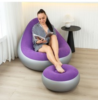 2026 Fauteuil inclinable gonflable individuel moderne avec dossier, en PVC floqué, style pouf, canapé de relaxation, pliable, avec rangement et pompe à pied
