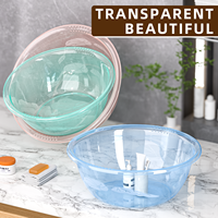 Bol de lavage rond en plastique transparent durable pour la maison, idéal pour le lavage des mains, du visage, du linge et des légumes - Vente en gros
