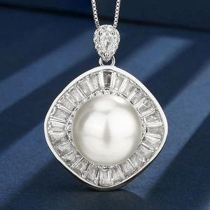 Zhuang Shengsheng Jewelry Women Popular 16-12mm Imitation White Pearl Square Drop <b>Earrings</b> Zircon Copper Gold-Plated Elegant - Product Image 6
