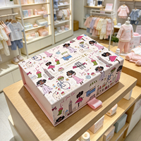 Boîte cadeau pliable de dessin animé, logo personnalisable, impression numérique, boîte de rangement magnétique de luxe pour robe de mariée, chemise, chaussures, vêtements de bébé
