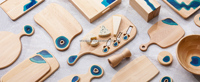 Ensemble de plateaux de service en bois d'érable dur Woodsun