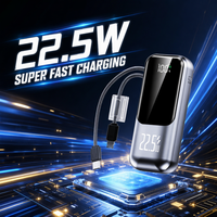 Mini batterie portable Li-polymère 10000 mAh avec affichage LED Type-C et charge rapide 22,5 W, chargeur d'urgence