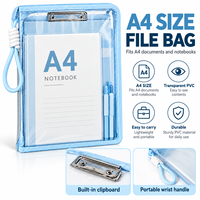 Pochette de rangement A4 en PVC transparent avec presse-papiers intégré et poignée de transport – Organisateur de documents pour l'école et le bureau – Vente en gros personnalisée OEM